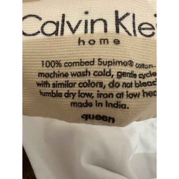 calvin klein queen flat sheet solid white 100% combed Supima cotton - Picture 5 of 6